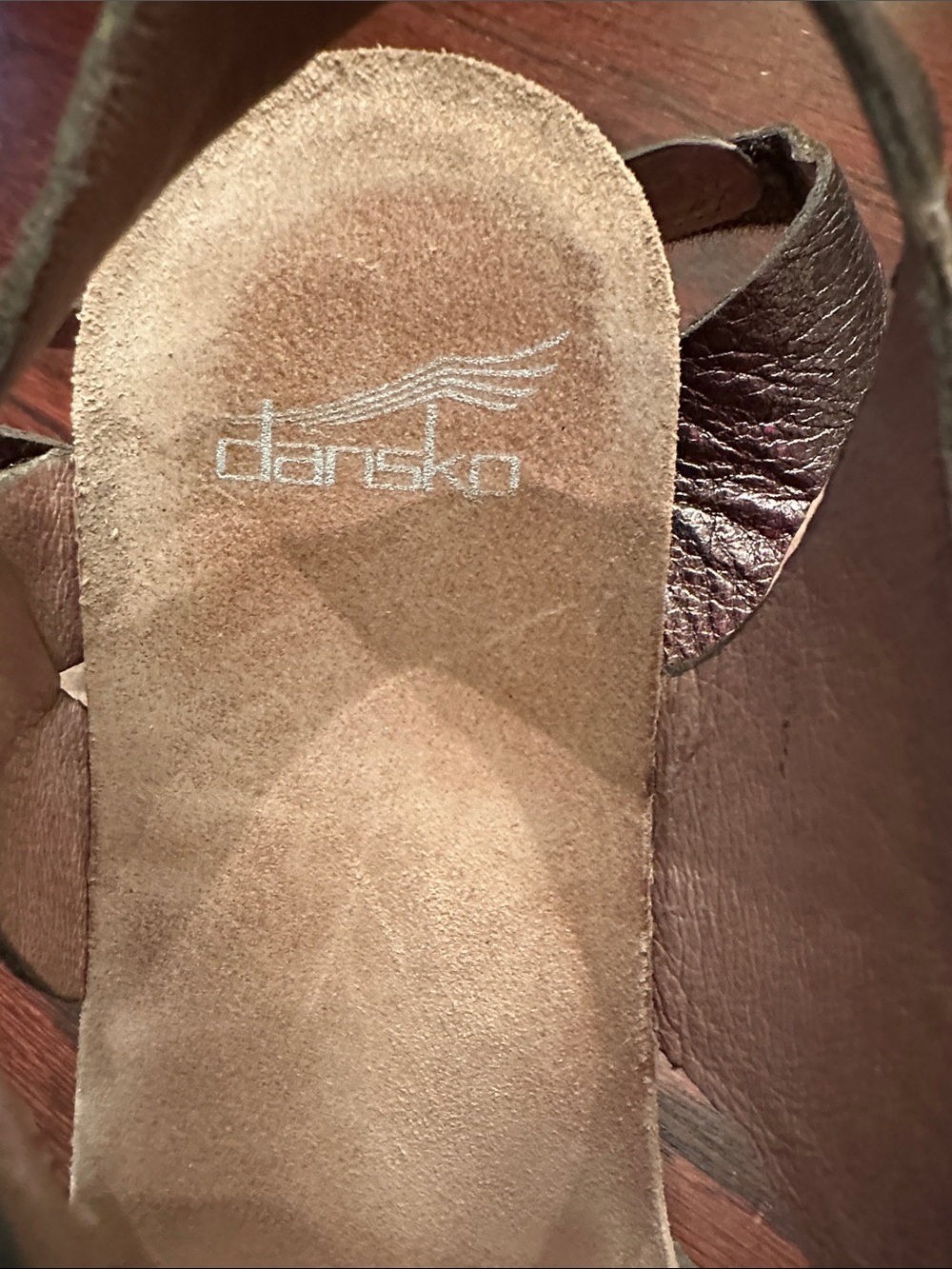Dansko Metallic Brown Peep-Toe Slingback Sandals | 7 - Picture 3 of 10